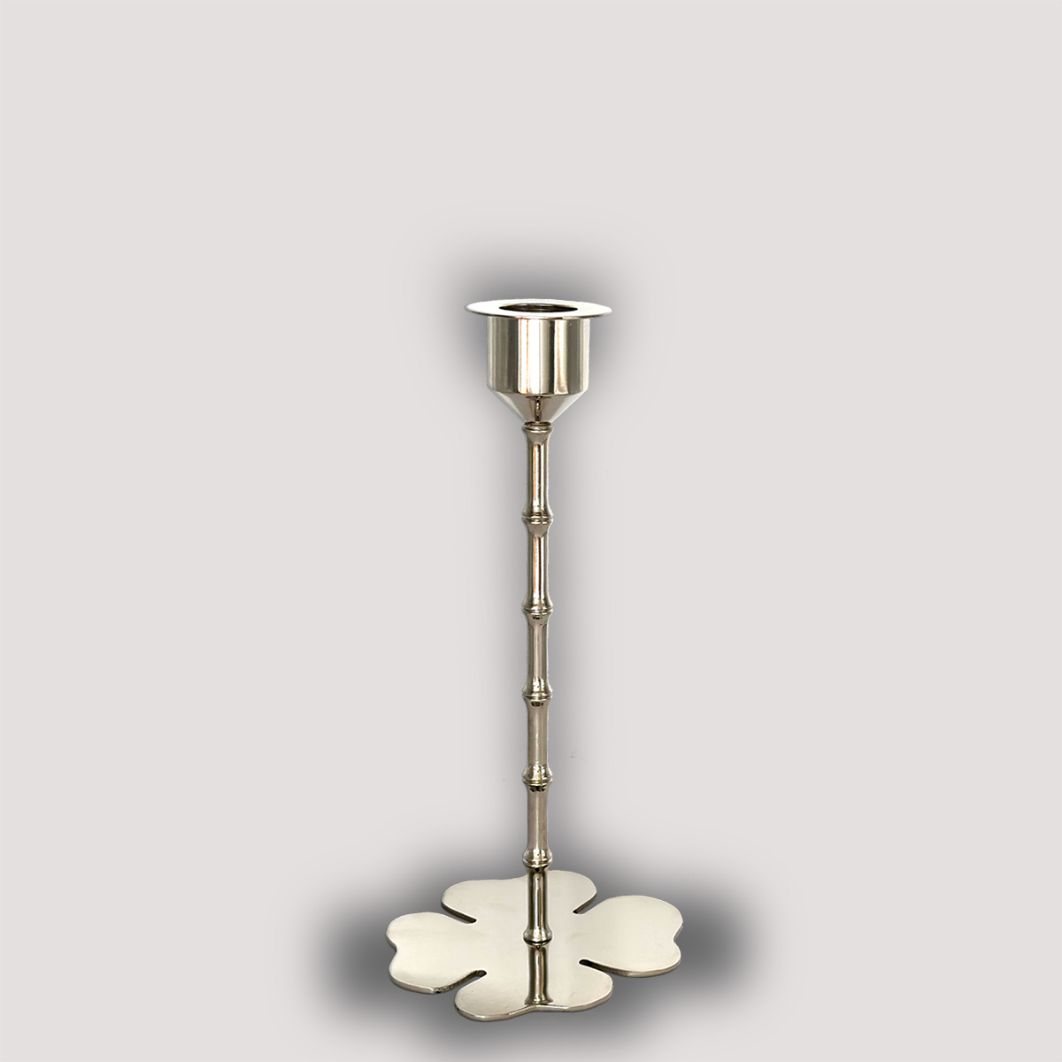 candlestick bamboo clover silver polished medium